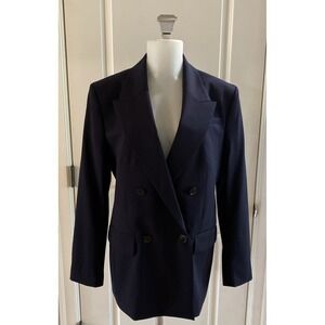 Banana Republic Women's Blazer Size 6 Fabbrica Alta Marzotta Italian‎ Wool Blue